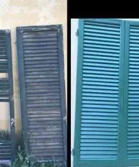 Verniciatura restauro infissi finestre scuri legno