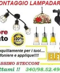 Montaggio lampadario e plafoniere a Roma con 20 euro