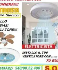 Montaggio ventilatore plafoniera con luce Roma