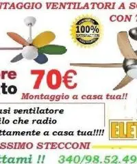 Costo montaggio ventilatore a soffitto Roma