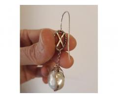 Orecchini argento, corniole e perle