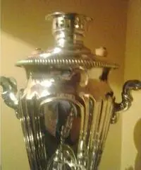 Samovar in metallo argentato con vassoio - Lucca